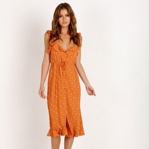 For Love & Lemons Natalia Dot Midi Dress Size XS